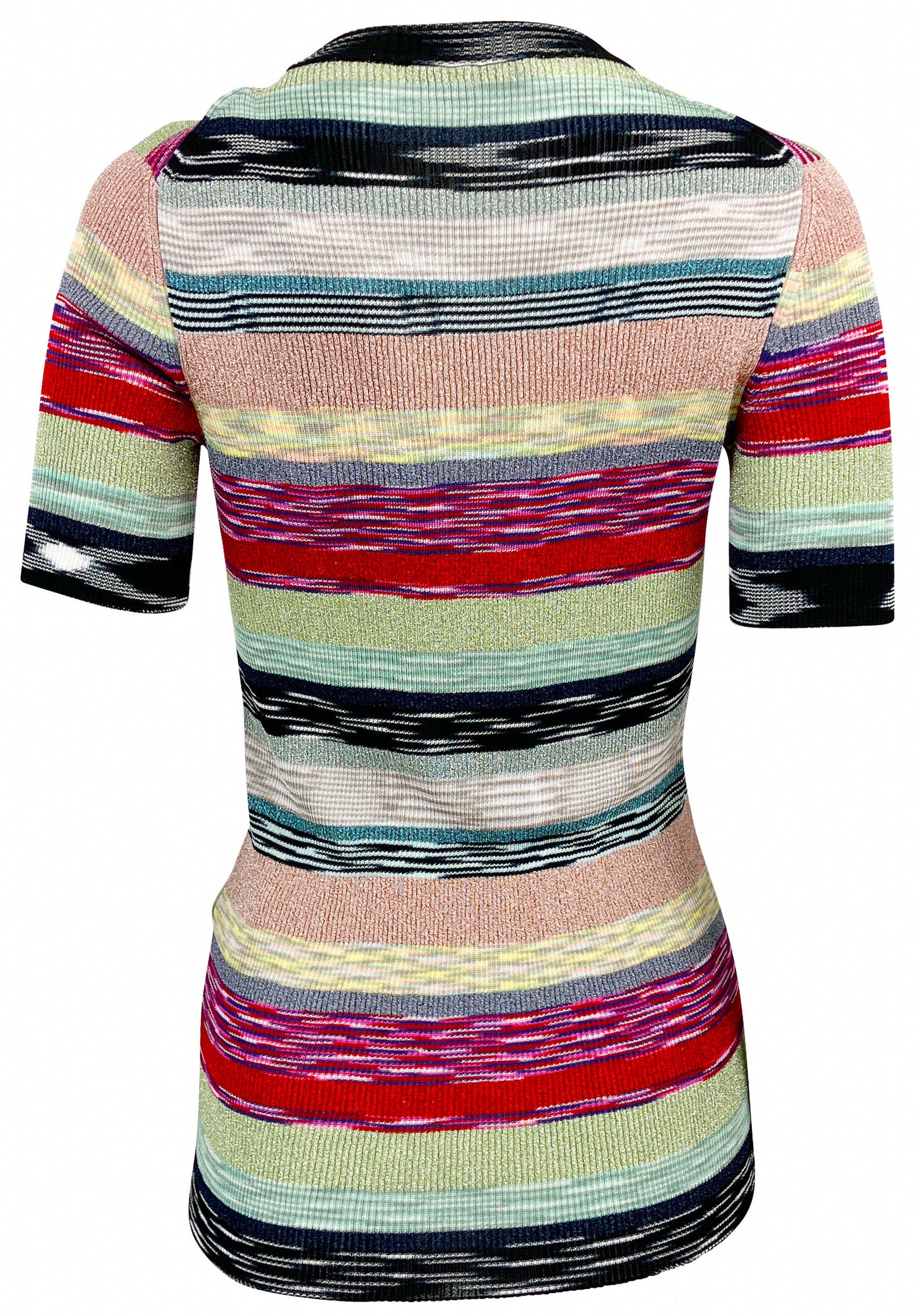 Missoni Striped Knit Short Sleeve Top in Multi - Discounts on Missoni at UAL