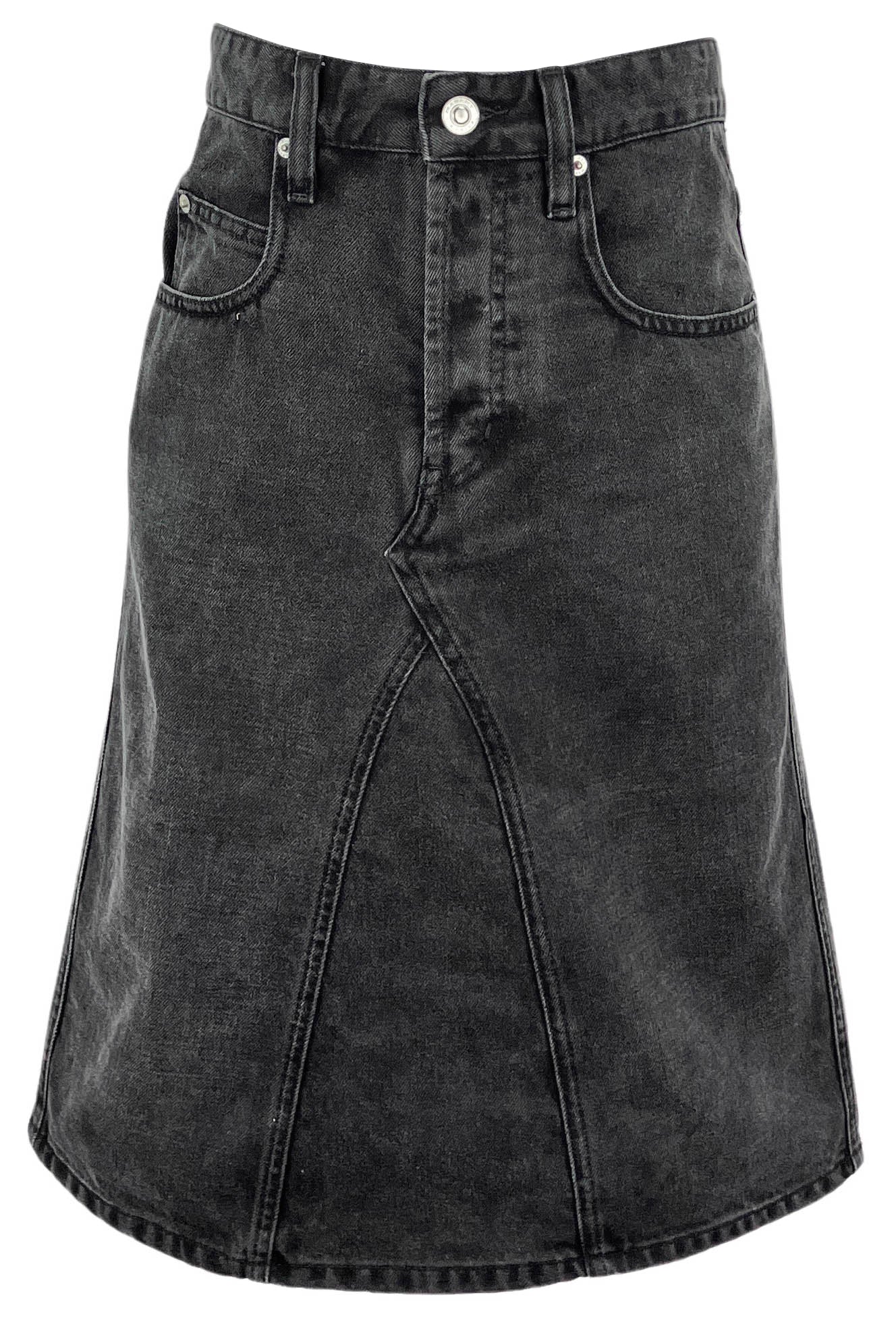 Isabel Marant Etoile Fiali Denim Midi Skirt in Washed Black - Discounts on Isabel Marant at UAL