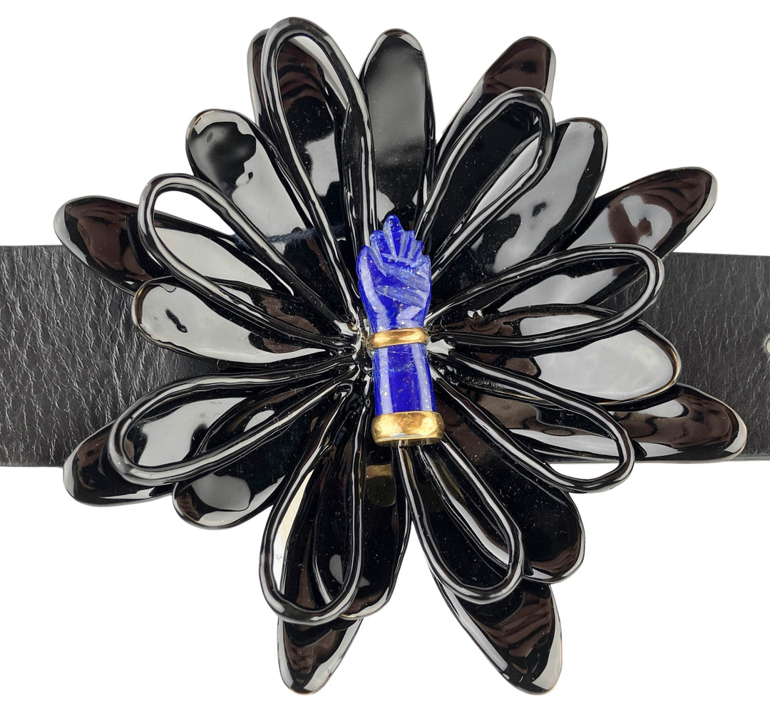 Gabriela Hearst Hildegard Belt in Black/Lapis - Discounts on Gabriela Hearst at UAL