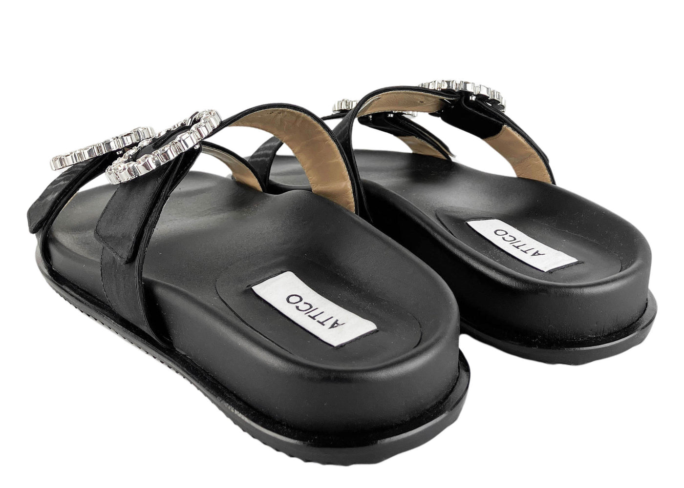Attico Moire Crystal Double Strap Sandals - Discounts on The Attico at UAL
