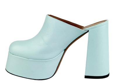 ATP Atelier Fasani Platform Mules in Blue Glow - Discounts on ATP Atelier at UAL