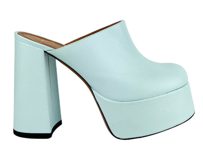 ATP Atelier Fasani Platform Mules in Blue Glow - Discounts on ATP Atelier at UAL