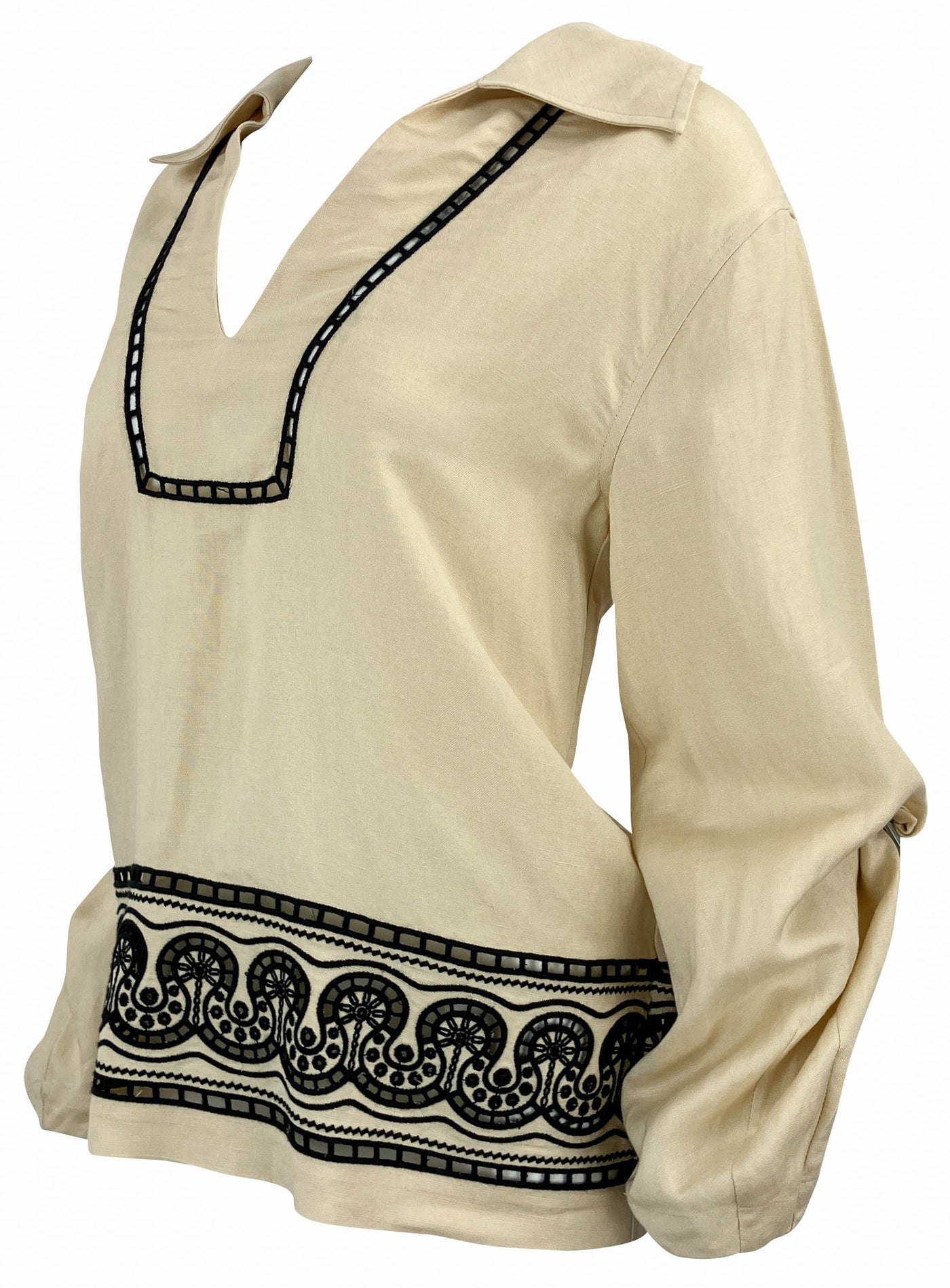 Jonathan Simkhai Abel Eyelet Embroidery Linen Blend Top in Beige and Black - Discounts on Jonathan Simkhai at UAL