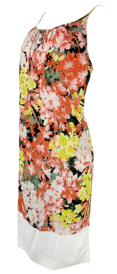 Dries Van Noten Floral Midi Dress in Pink and Yellow Floral - Discounts on Dries Van Noten at UAL