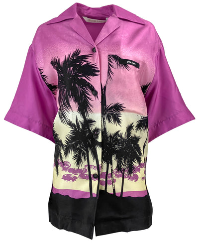 Palm Angels Sunset Bowling Shirt in Purple - Discounts on Palm Angels at UAL