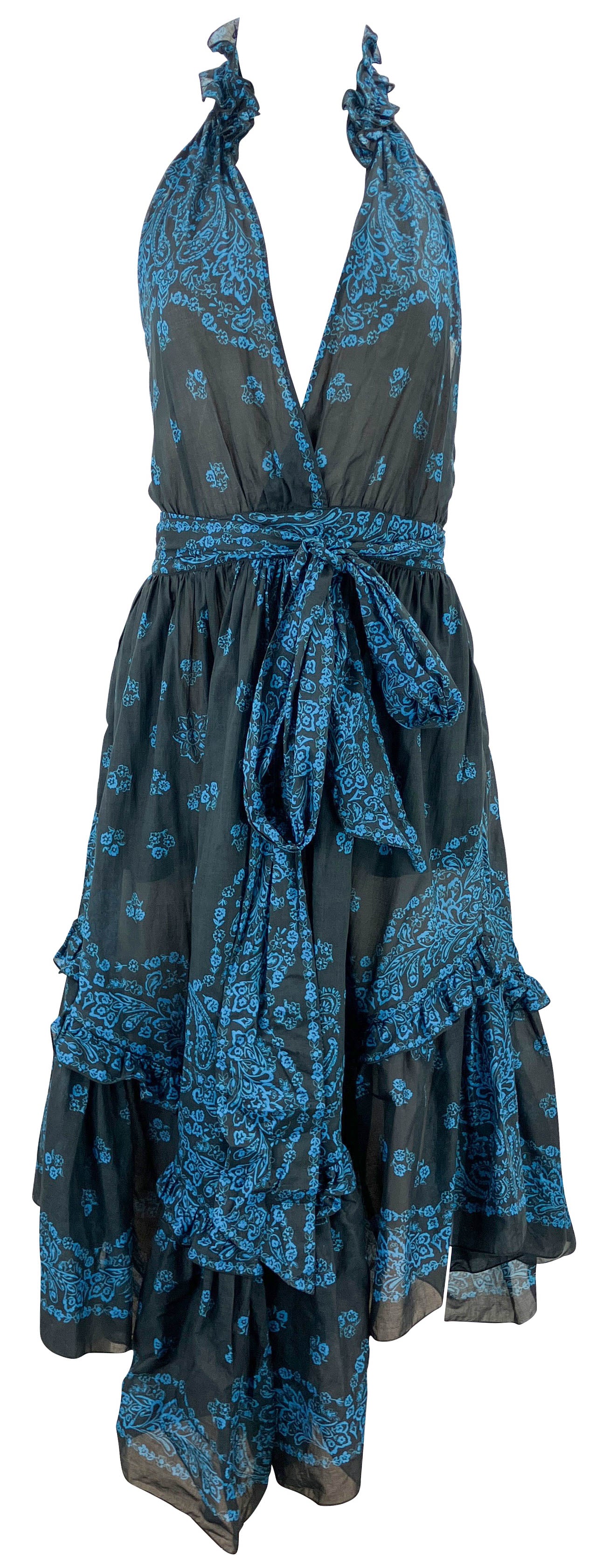 Alexandre Vauthier Blue Bandana Long Dress in Capri Blue - Discounts on Alexandre Vauthier at UAL
