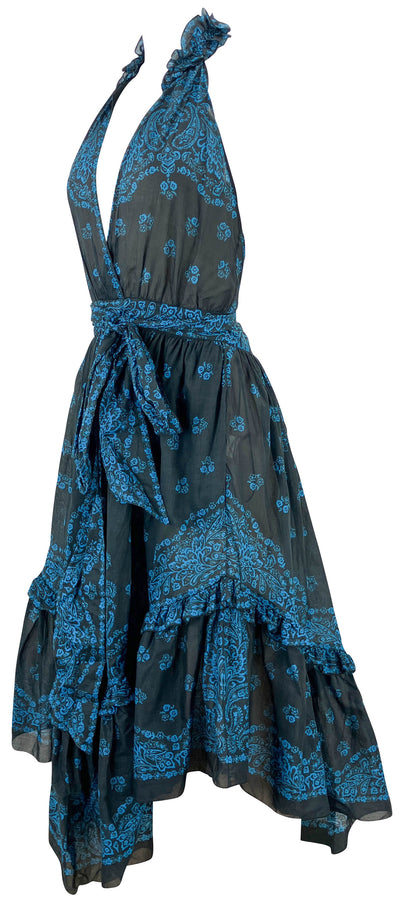 Alexandre Vauthier Blue Bandana Long Dress in Capri Blue - Discounts on Alexandre Vauthier at UAL
