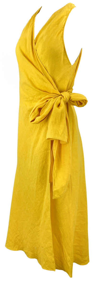 Three Graces Linnea Linen Dress in Sunny Yellow - Discounts on Three Graces London at UAL