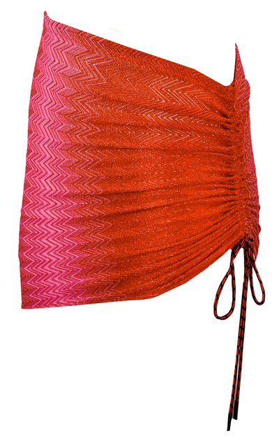 Missoni Mare Swimsuit Cover-Up Mini Skirt in Red and Pink - Discounts on Missoni at UAL