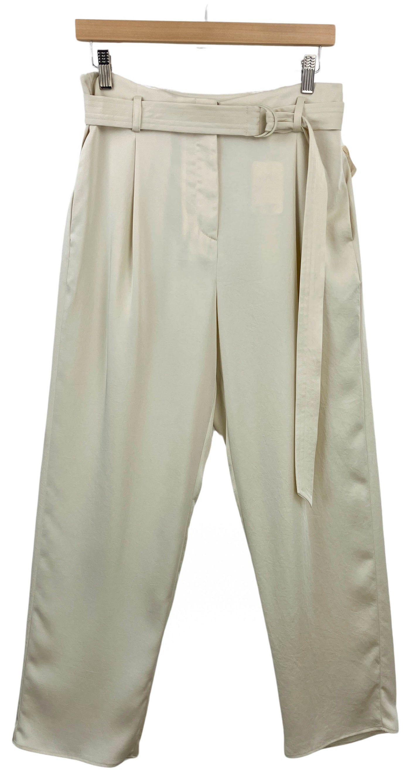 LAPOINTE Cropped Belted Trousers in Cream - Discounts on LAPOINTE at UAL
