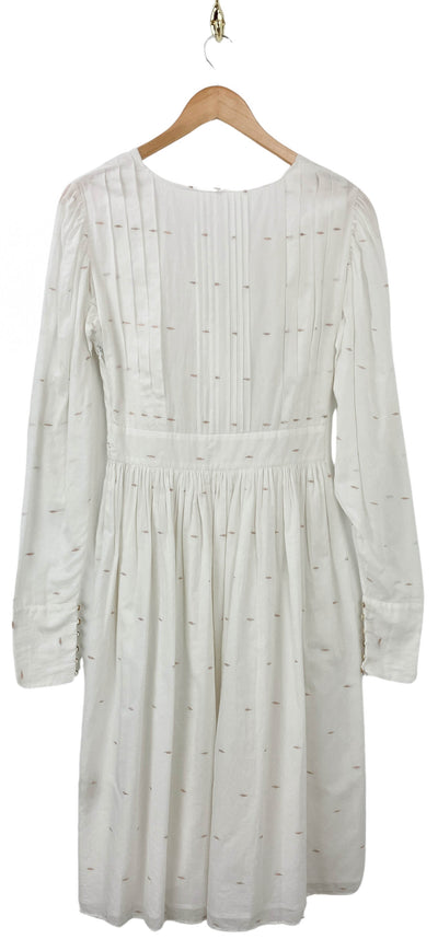 Mimi Prober Ann Gigot Sleeve Pleated Dress in White - Discounts on Mimi Prober at UAL