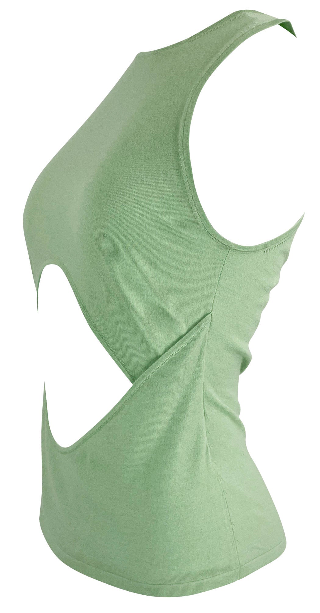 LAPOINTE Cut-Out Tank Top in Aloe - Discounts on LaPointe at UAL