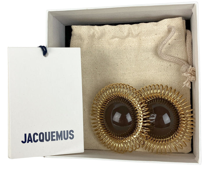 Jacquemus Les Tournesols Earrings in Brown/Gold - Discounts on Jacquemus at UAL