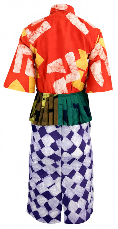 Studio 189 Hand-Batik Mixed Print Cotton Midi Pencil Shirt Dress in Multi - Discounts on Studio 189 at UAL