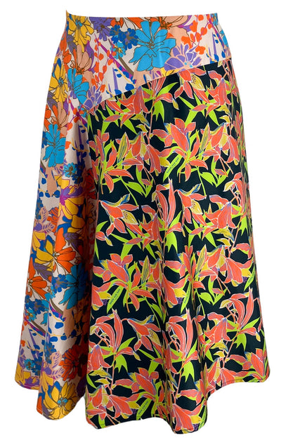 Snow Xue Gao Asymmetric Midi Skirt in Orange Floral - Discounts on Snow Xue Gao at UAL
