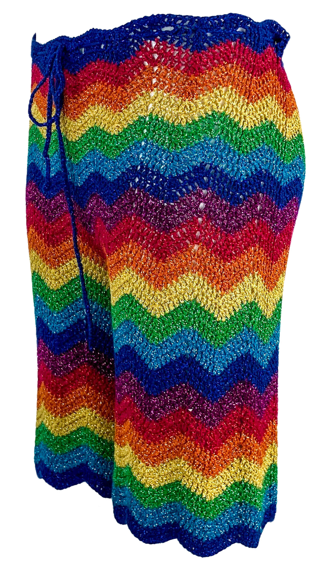 Rose Carmine Metallic Crochet Bermuda Shorts in Multi - Discounts on Rose Carmine at UAL
