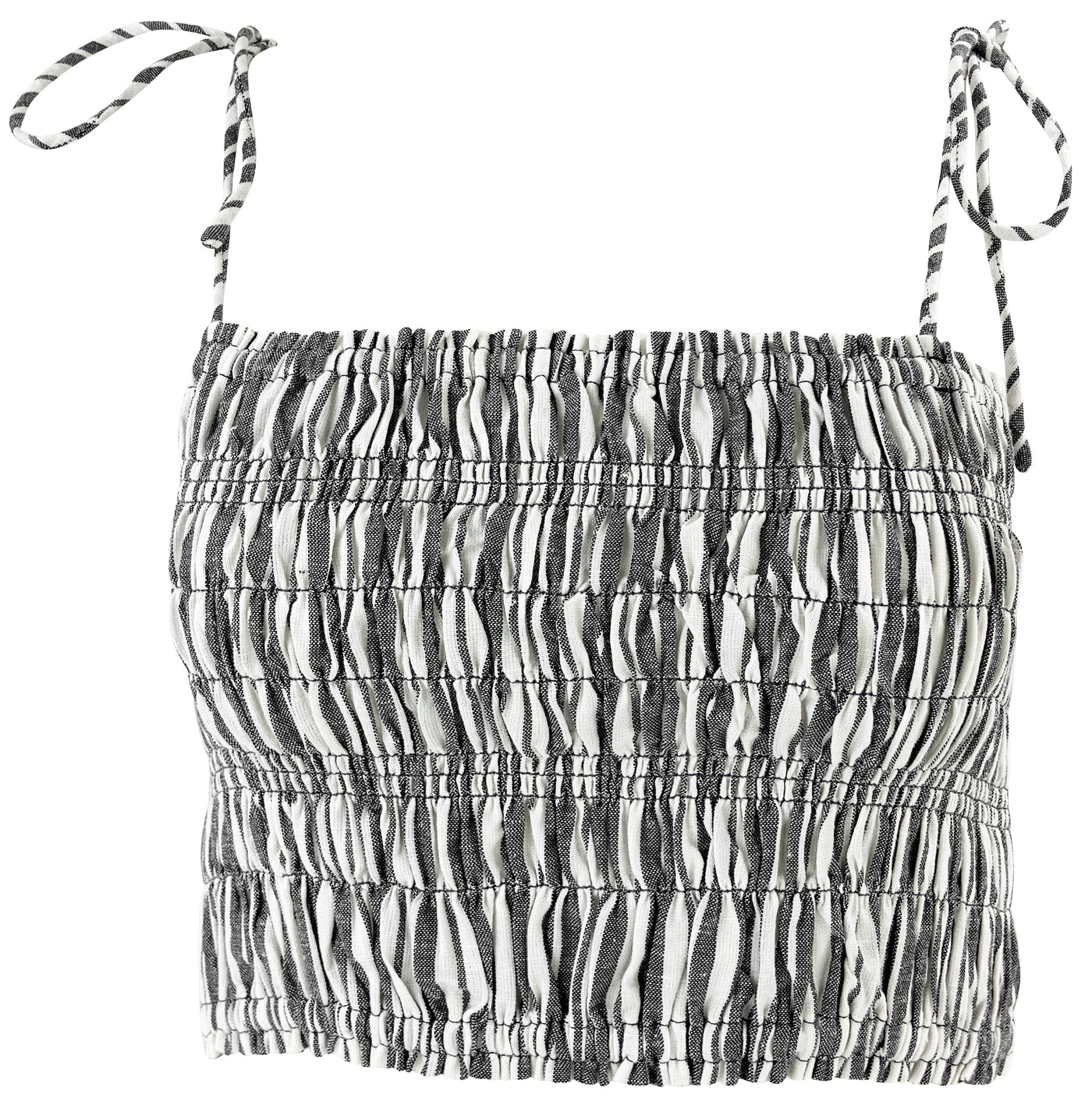 Apiece Apart Smocked Crop Top in Black and White - Discounts on Apiece Apart at UAL