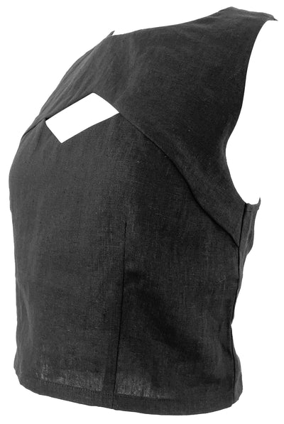 Hevron Linen Top with Cut Out Detail at Chest in Black - Discounts on Hevron at UAL