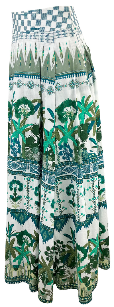 Emporio Sirenuse Elephant Family Midi Skirt in Blue/Green - Discounts on Emporio Sirenuse at UAL