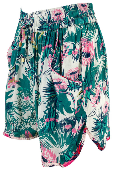 Chufy Henry Floral Drawstring Shorts in Teal - Discounts on Chufy at UAL