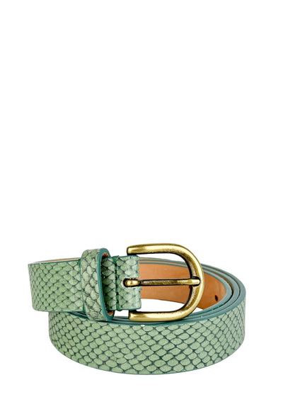Isabel Marant Zap Leather Belt in Almond Green - Discounts on Isabel Marant at UAL