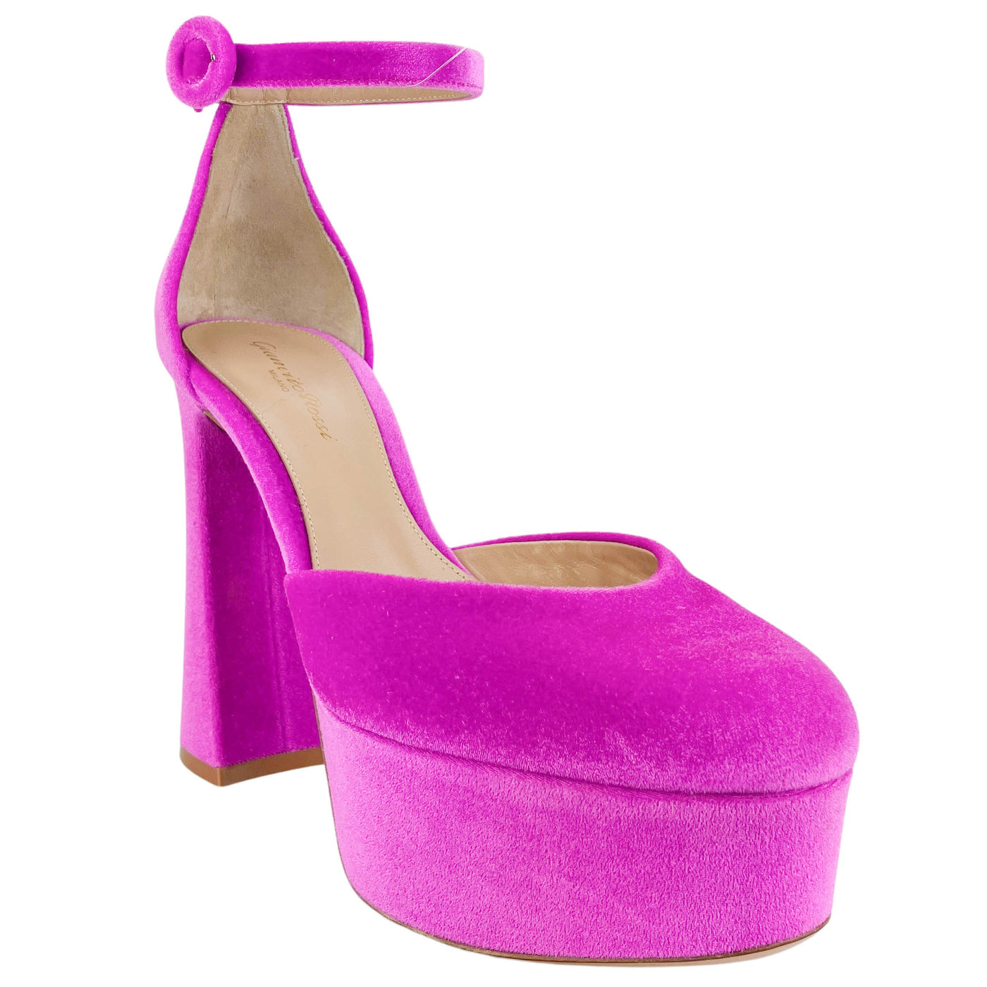 Gianvito Rossi Holly Pumps in Pink Velvet - Discounts on Gianvito Rossi at UAL