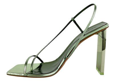 Ariella Baron Narcissus 95 Heels in Laminated Green - Discounts on Arielle Baron at UAL