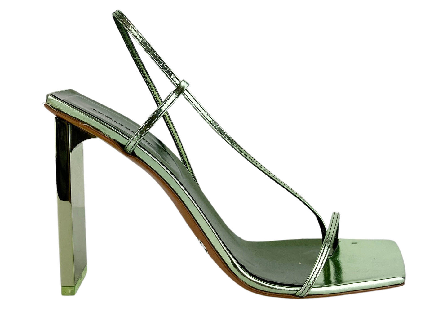 Ariella Baron Narcissus 95 Heels in Laminated Green - Discounts on Arielle Baron at UAL