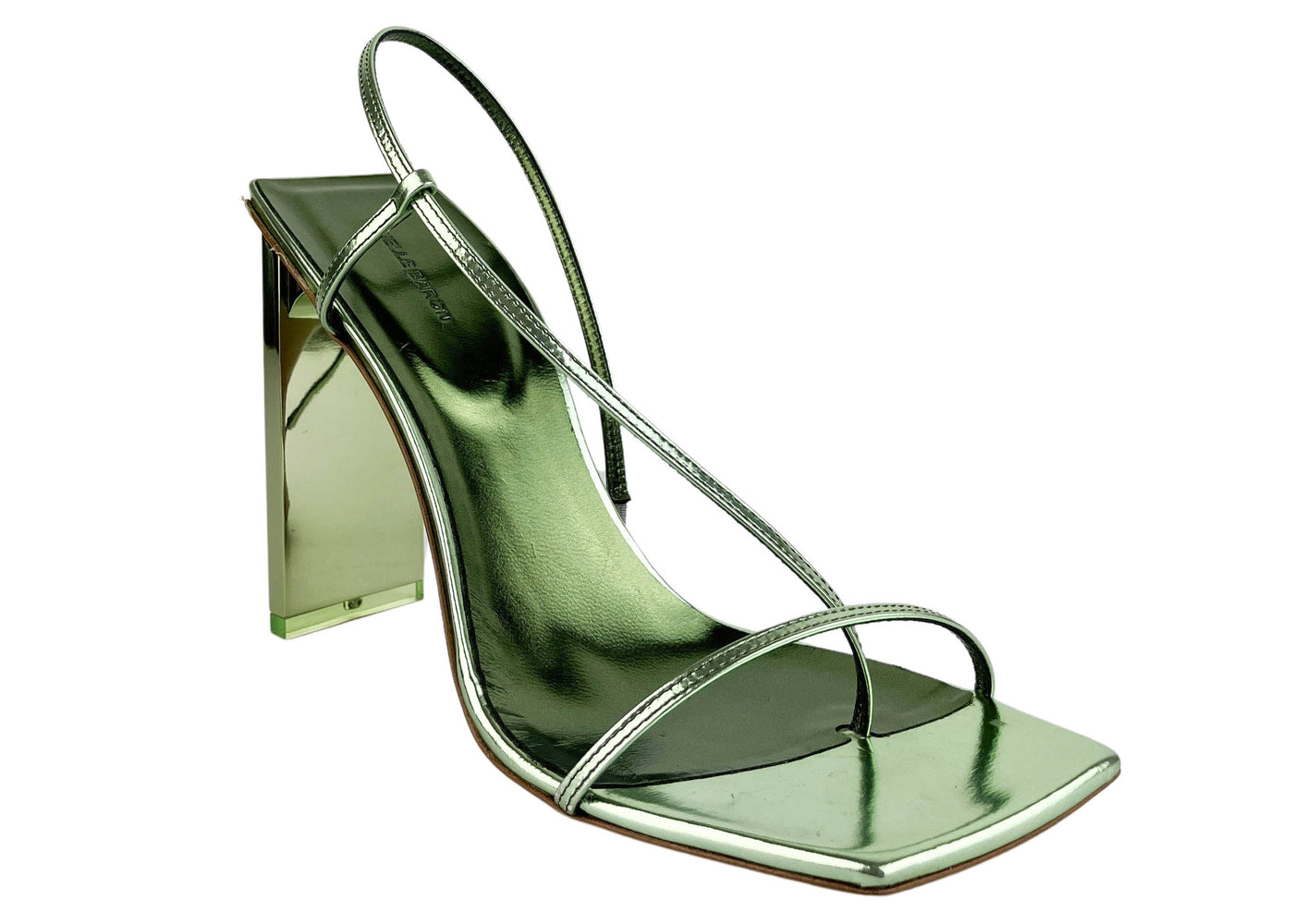 Ariella Baron Narcissus 95 Heels in Laminated Green - Discounts on Arielle Baron at UAL