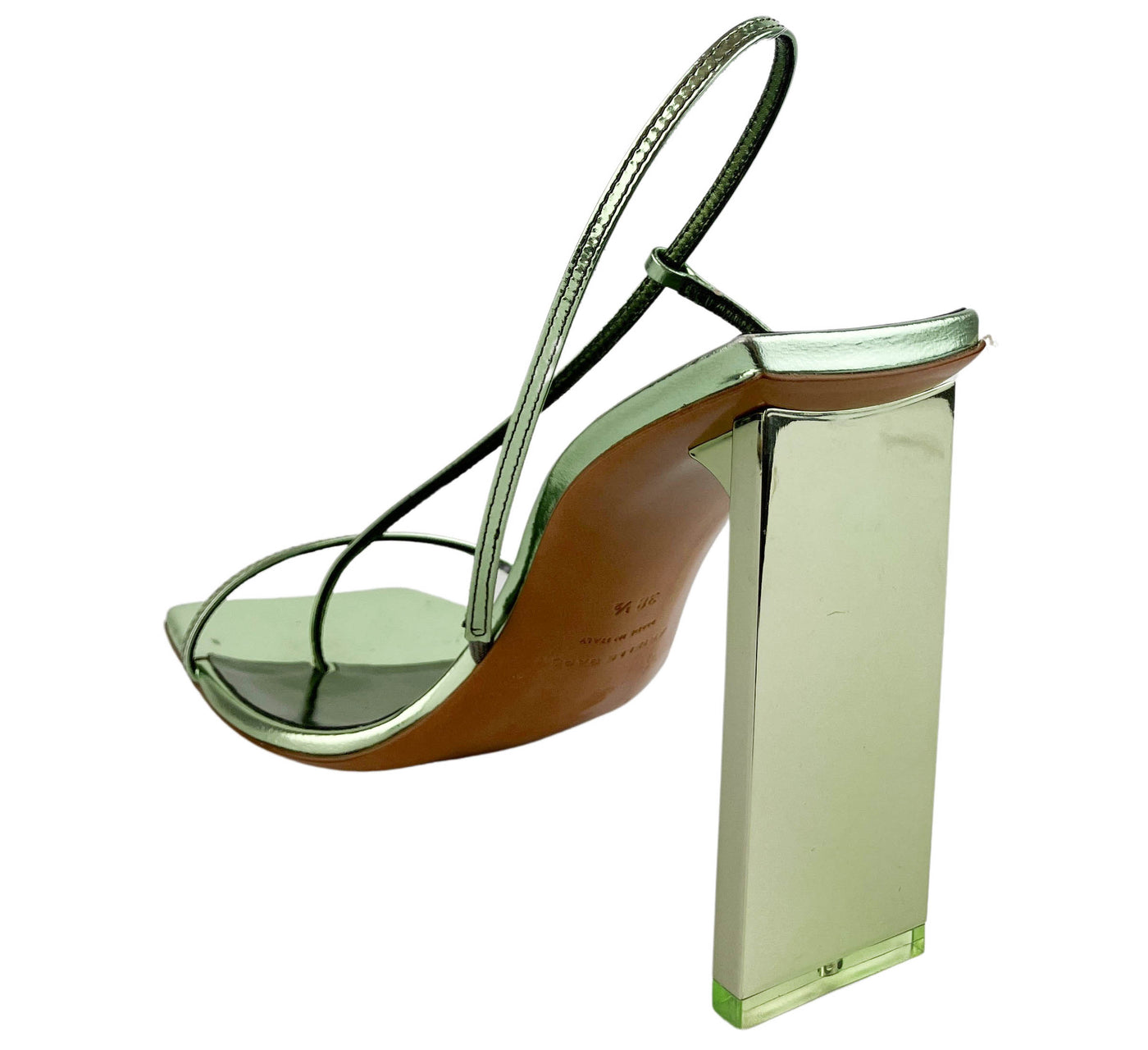 Ariella Baron Narcissus 95 Heels in Laminated Green - Discounts on Arielle Baron at UAL