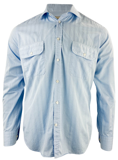 ORDEAN Checkered Button Down in Light Blue - Discounts on ORDEAN at UAL