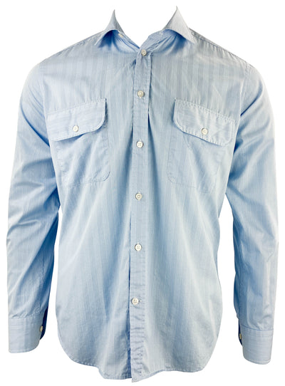 ORDEAN Checkered Button Down in Light Blue - Discounts on ORDEAN at UAL