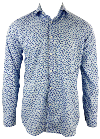 ORDEAN Floral Button Down in Blue - Discounts on ORDEAN at UAL