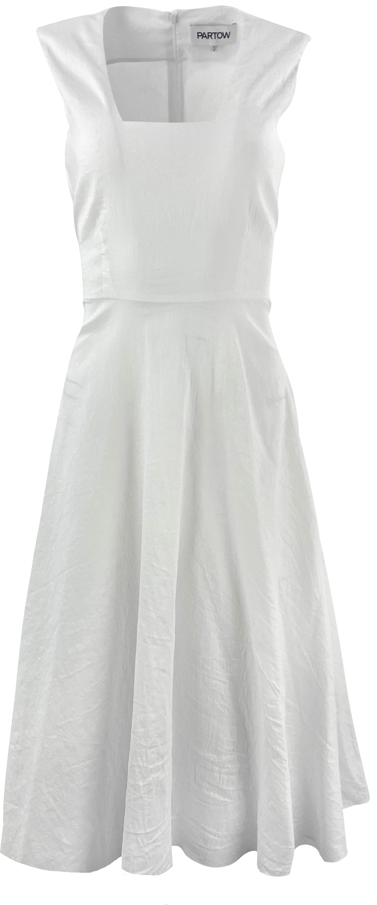 Partow Carina Linen Blend Crinkle Dress in Off-White - Discounts on Partow at UAL