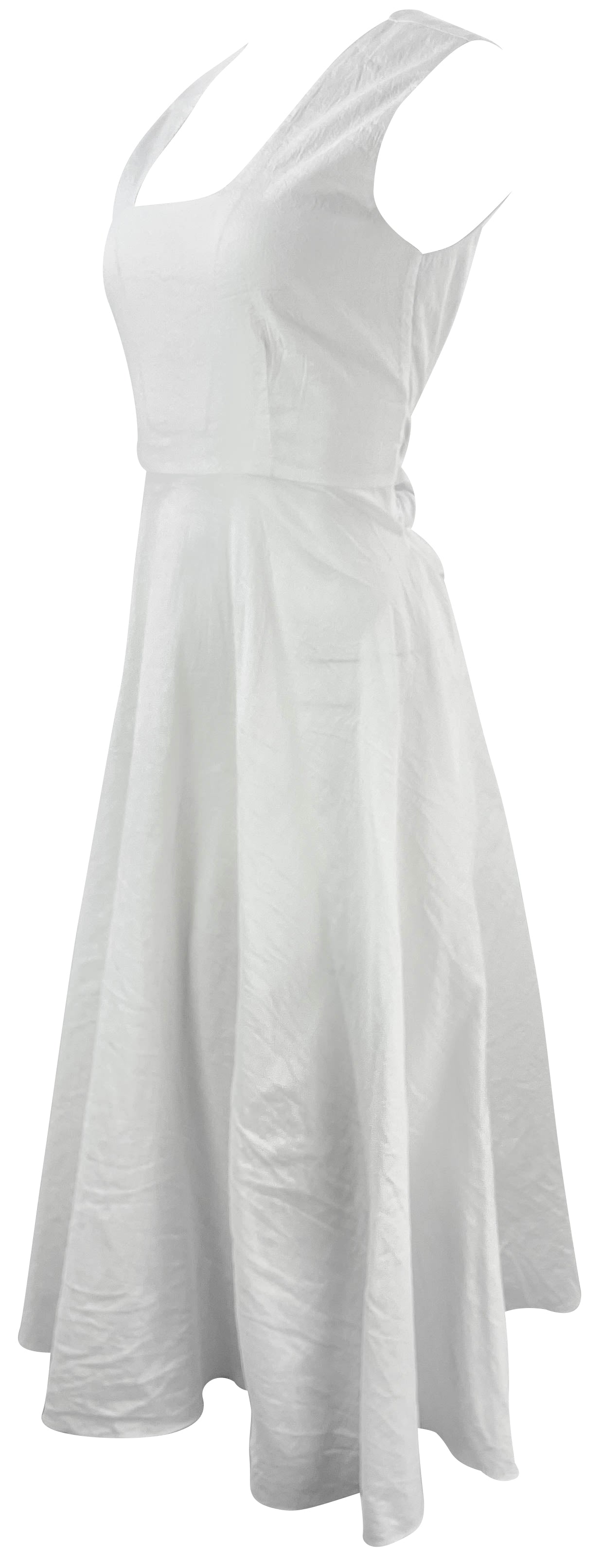 Partow Carina Linen Blend Crinkle Dress in Off-White - Discounts on Partow at UAL