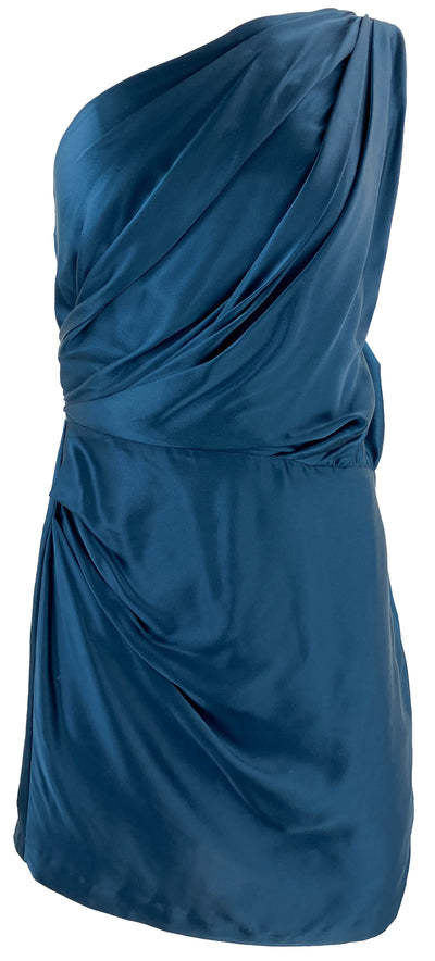 The Sei Asymmetric Draped Mini Dress in Peacock - Discounts on The Sei at UAL