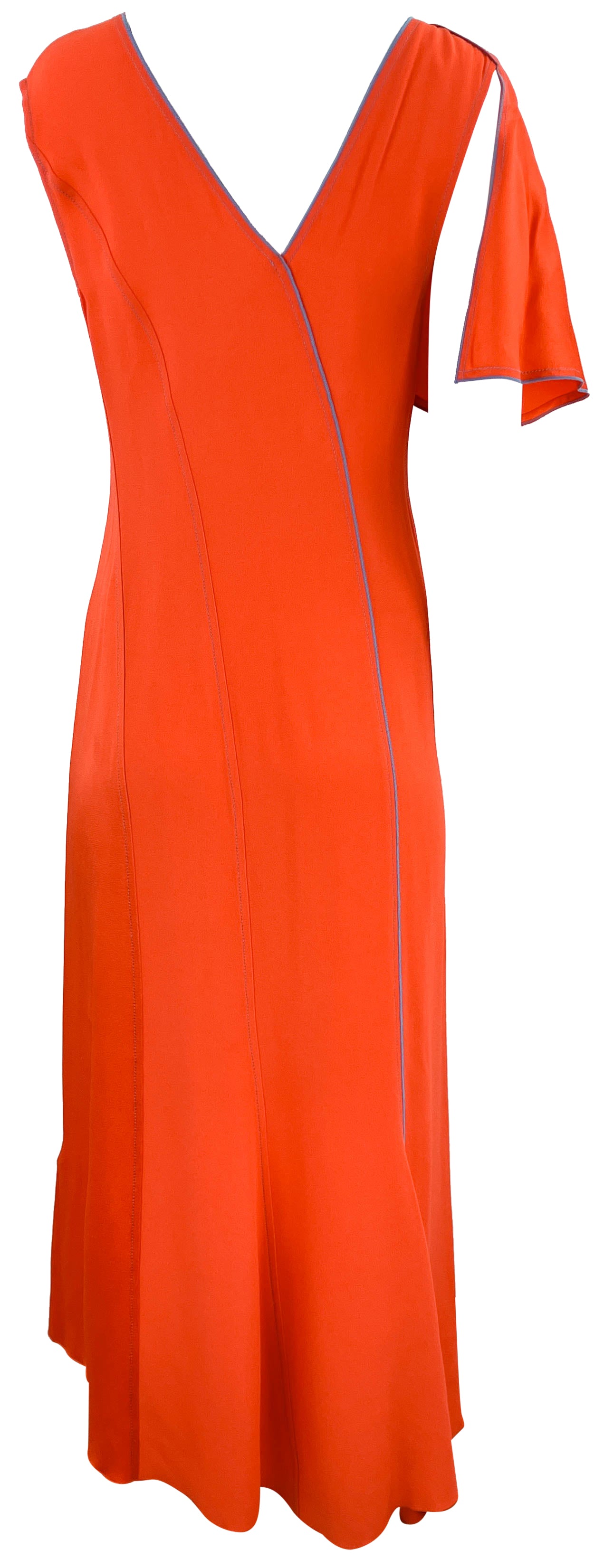 Victoria Beckham Asymmetric Midi Dress in Red-Orange - Discounts on Victoria Beckham at UAL