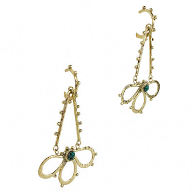 Ulla Johnson Hammered Chain Hoop Flower Drop Earrings in Turquoise - Discounts on Ulla Johnson at UAL