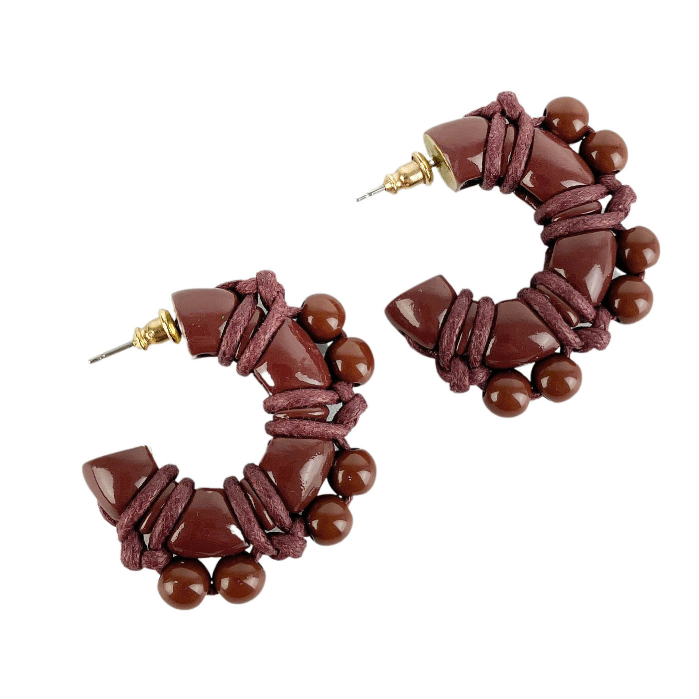 Lemaire Tied Up Pearls Hoop Earrings in Chocolate Fondant - Discounts on Lemaire at UAL