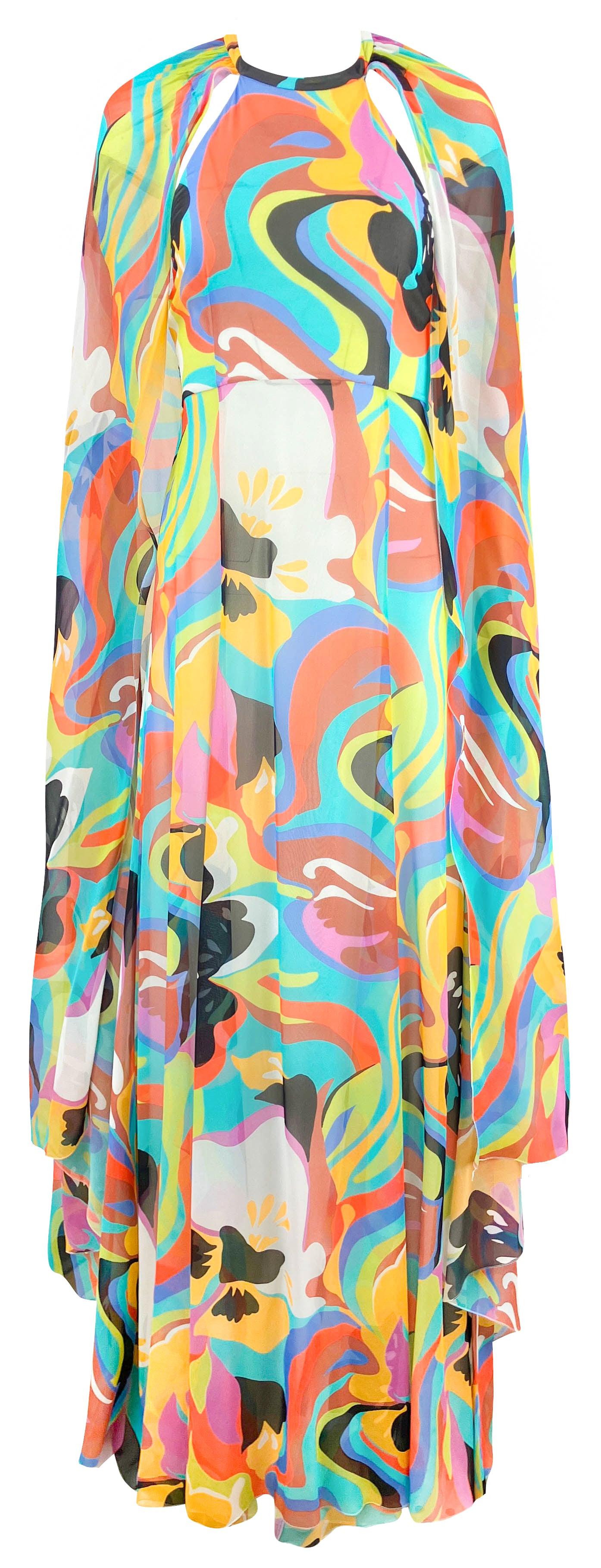 Etro Abstract Floral Cape Dress in Multi - Discounts on Etro at UAL