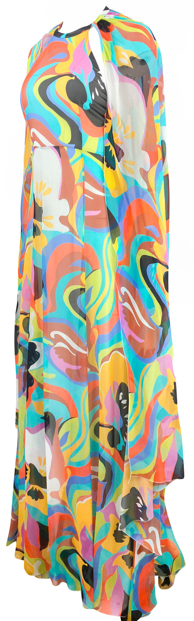 Etro Abstract Floral Cape Dress in Multi - Discounts on Etro at UAL