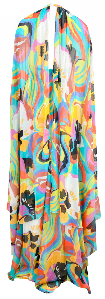 Etro Abstract Floral Cape Dress in Multi - Discounts on Etro at UAL