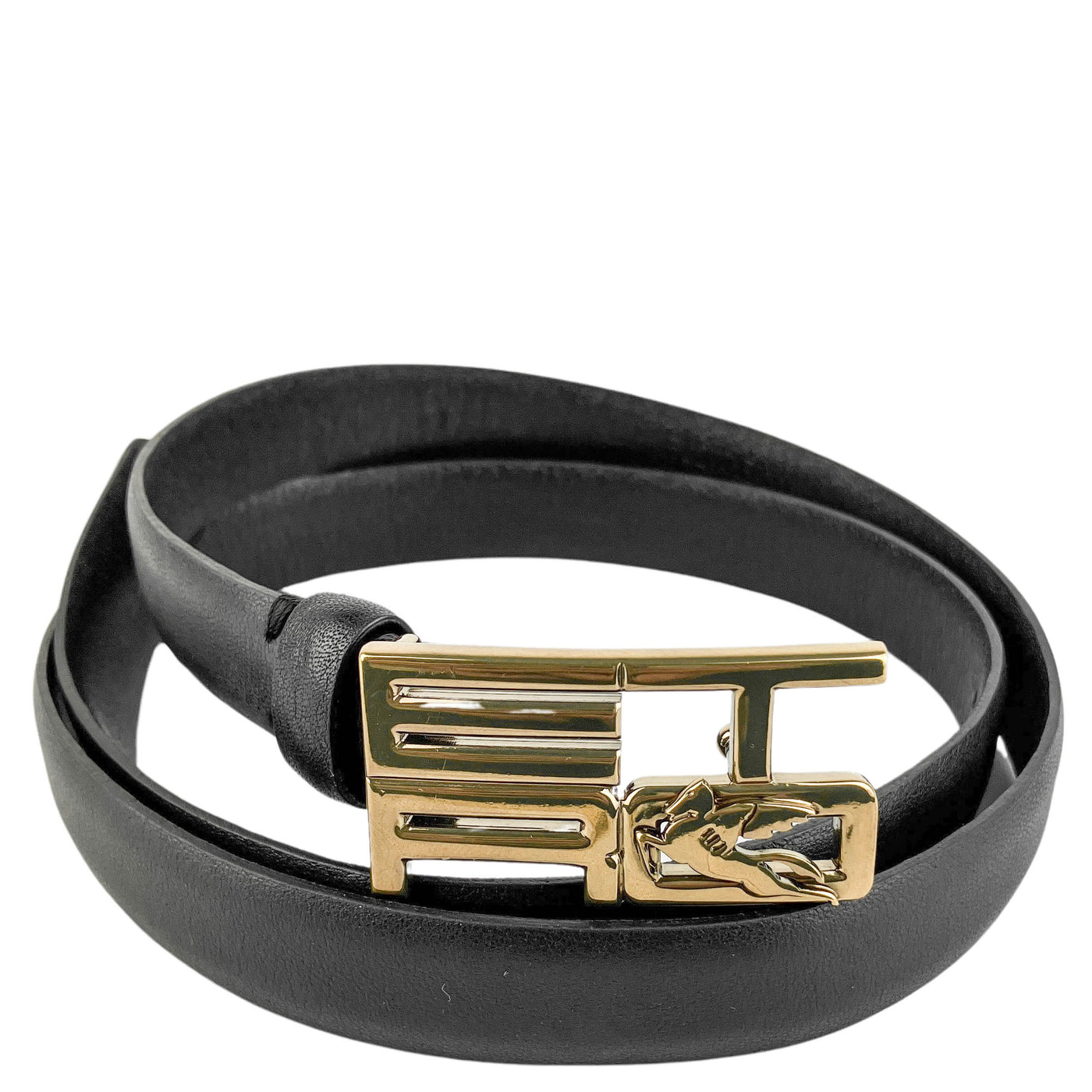 Etro Logo-Buckle Leather Belt in Black - Discounts on Etro at UAL