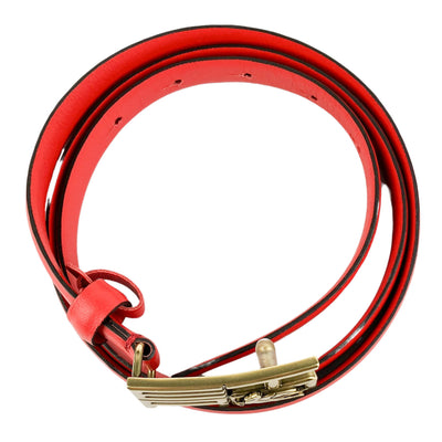 Etro Logo-Buckle Leather Belt in Red - Discounts on Etro at UAL