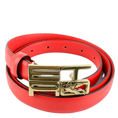 Etro Logo-Buckle Leather Belt in Red - Discounts on Etro at UAL