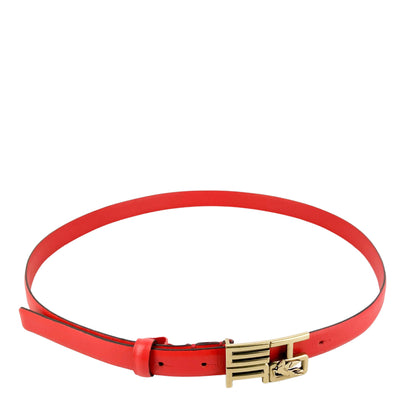 Etro Logo-Buckle Leather Belt in Red - Discounts on Etro at UAL