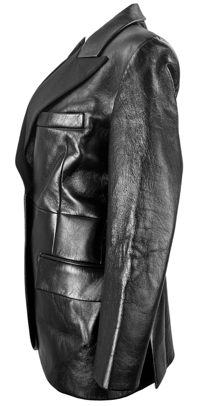 Miu Miu Nappa Leather Blazer in Black - Discounts on Miu Miu at UAL