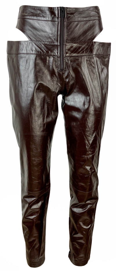 Zeynep Arcay Leather Pants in Dark Brown - Discounts on Zeynep Arcay at UAL
