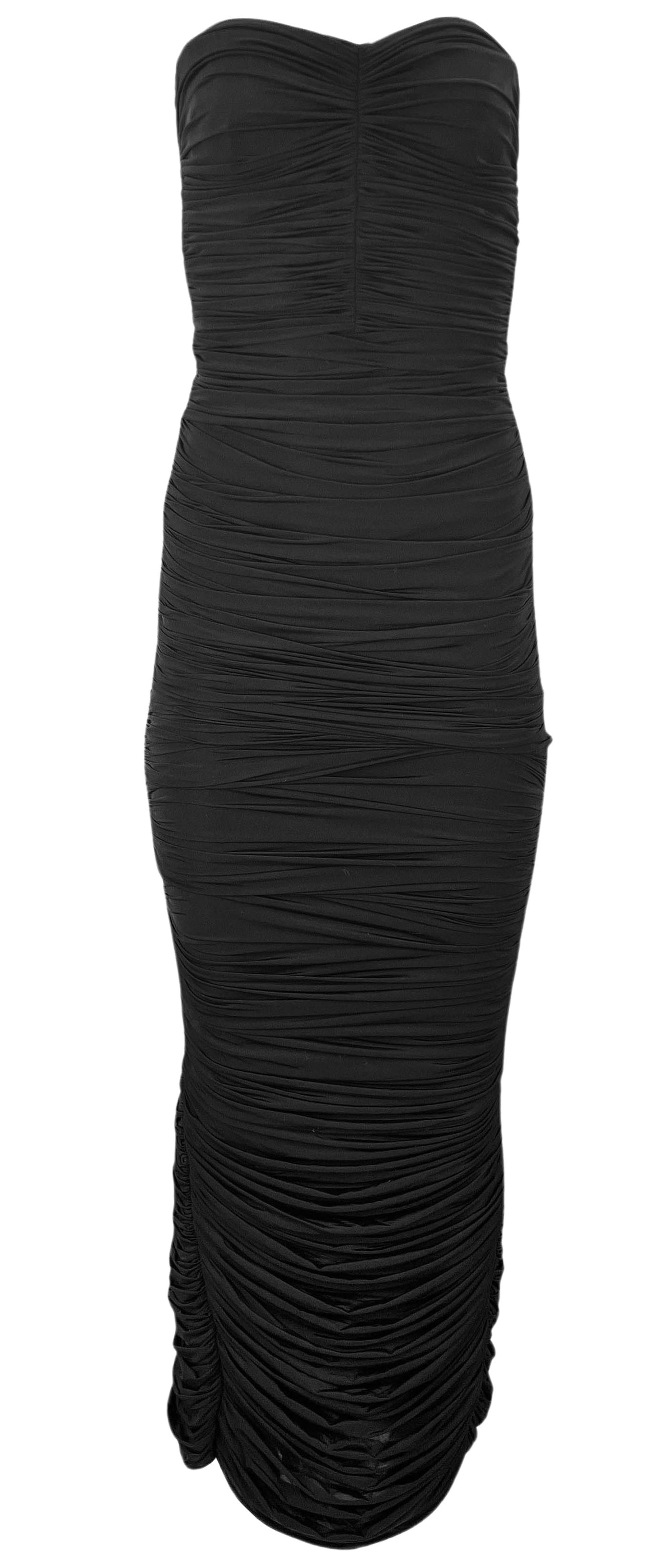 Alex Perry Haynes Ruched Strapless Column Dress with Gloves in Black - Discounts on Alex Perry at UAL