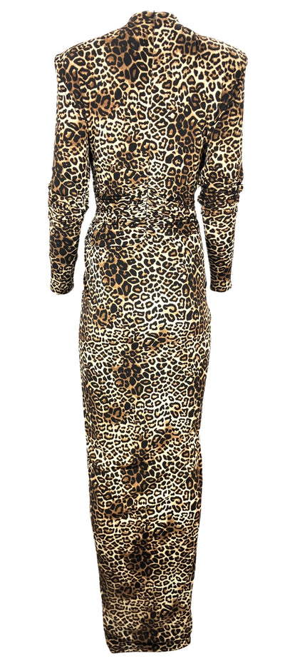 Alexandre Vauthier Leopard Print Jersey Dress in Brown - Discounts on Alexandre Vauthier at UAL